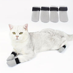 4pcs Cat Claw Covers No Slip Socks Cat Paw Protector Claw Cap For Kitten