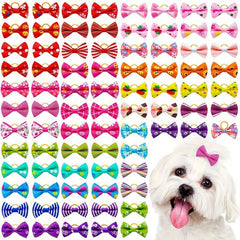 50pcs Mixed Bow Decor Rubber Band Dog Hair Accessories