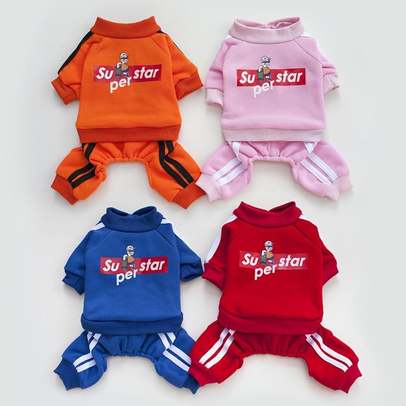 Winter Warm Pet Apparel Jumpsuit Printed Dog Clothes Sweater