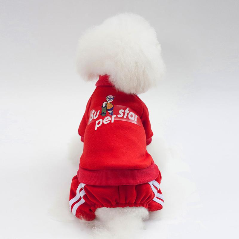 Winter Warm Pet Apparel Jumpsuit Printed Dog Clothes Sweater