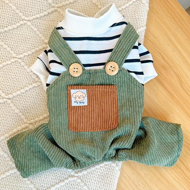 Striped Print Pet Jumpsuit For Dog And Cat Spring Summer