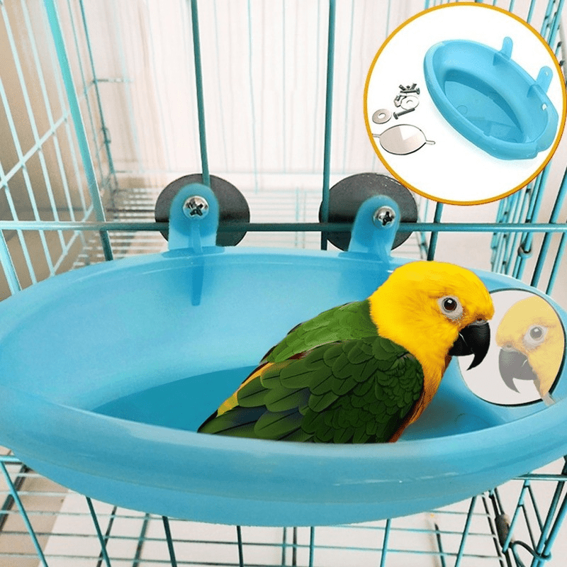 Portable Plastic Bird Bath with Mirror