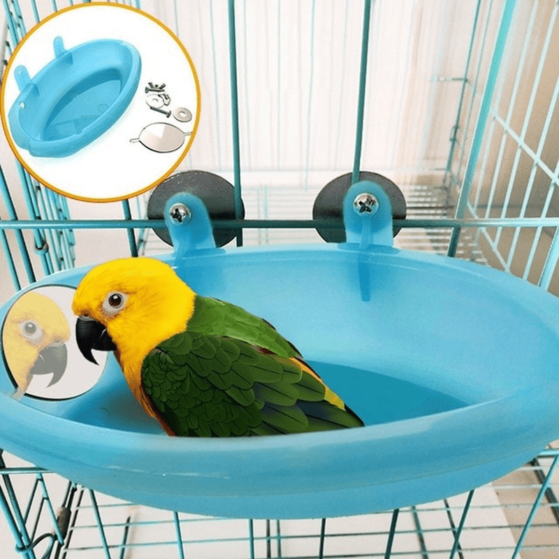 Portable Plastic Bird Bath with Mirror