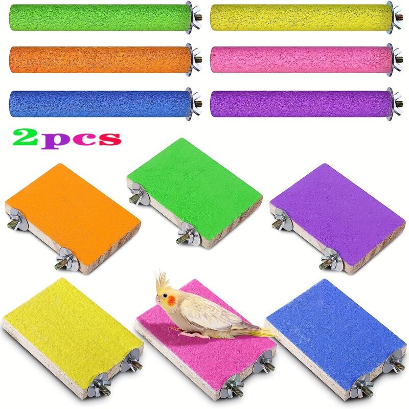 Colorful Bird Perch Stand with Grinding Stick for Parakeets Cockatiels Conures