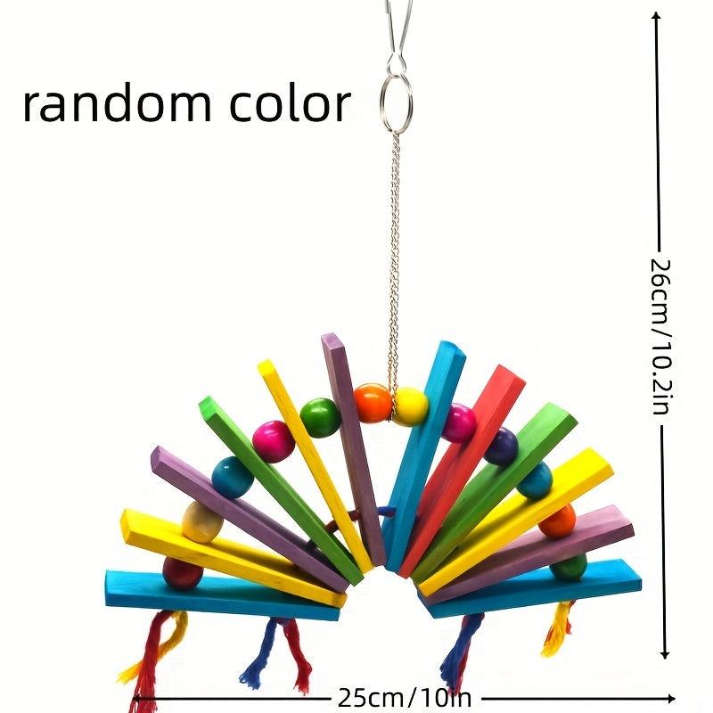 Colorful Wooden Block Parrot Toy Swing Chew Toy