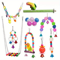 13pc Colorful Bird Chewing Toys Set Swing Parrot Toys