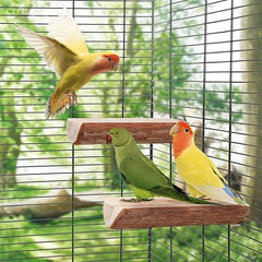 Wooden Bird Station Parrot Cage Perch Wood Platform Birds Cage Accessories