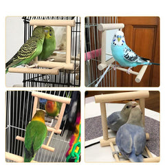 Pet Bird Station Stand with Mirror Parrot Toy Perch