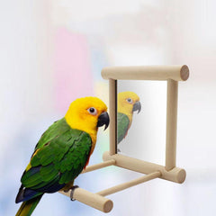 Pet Bird Station Stand with Mirror Parrot Toy Perch