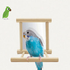 Pet Bird Station Stand with Mirror Parrot Toy Perch
