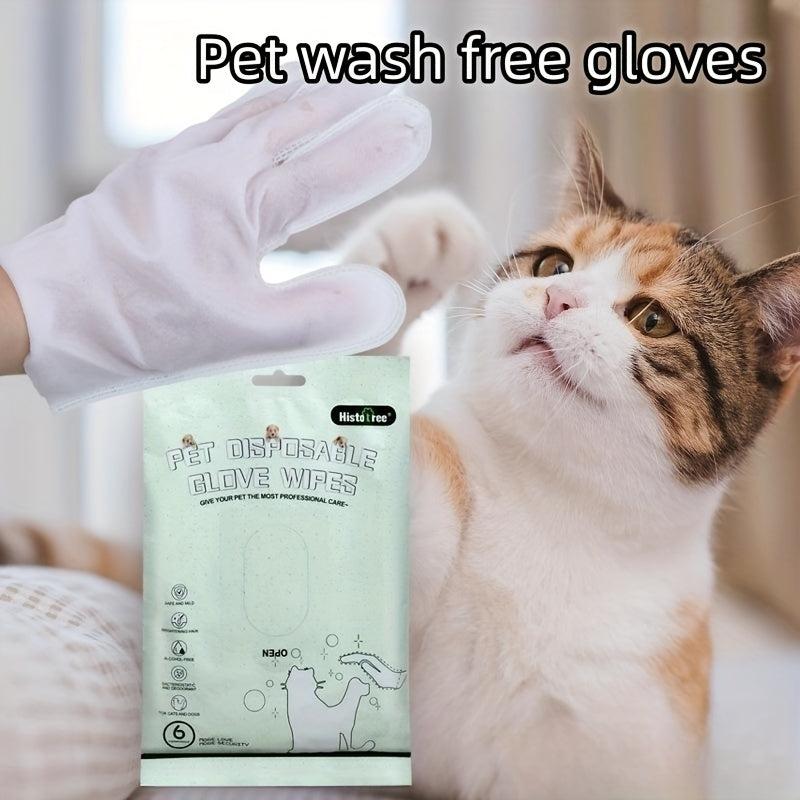 6pcs Pet Cleaning Gloves For Dog And Cat - Deodorizing Wipes