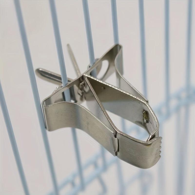 2pcs Bird Cage Food Fruit Vegetable Clips Stainless Steel Bird Feeder Device