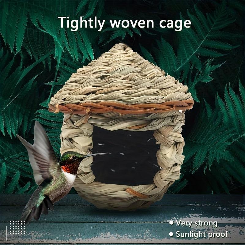 2pcs Handwoven Straw Bird Nest House for Outdoor Birds