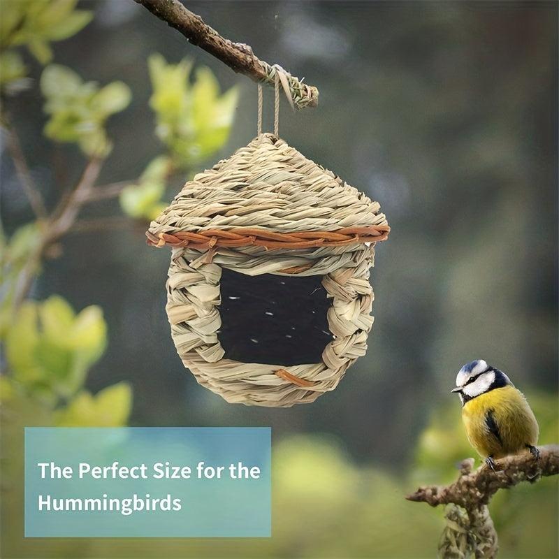 2pcs Handwoven Straw Bird Nest House for Outdoor Birds