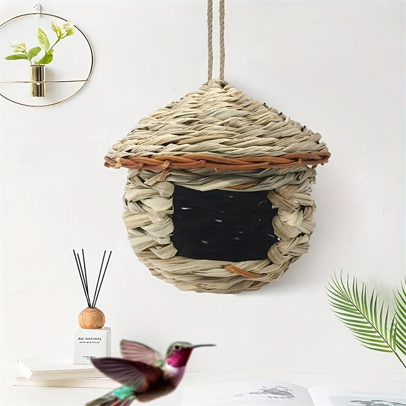 2pcs Handwoven Straw Bird Nest House for Outdoor Birds