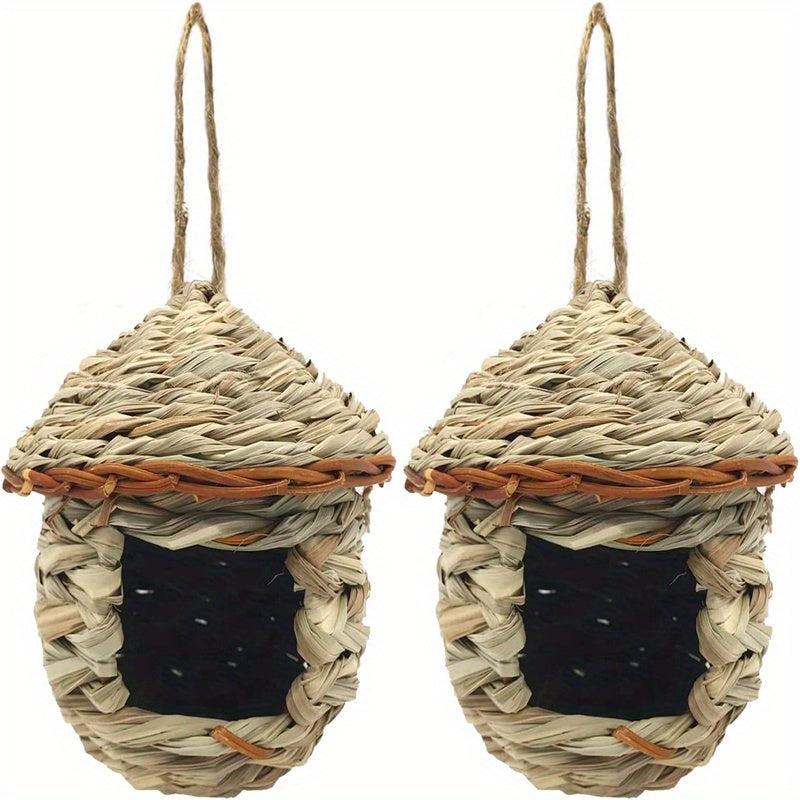 2pcs Handwoven Straw Bird Nest House for Outdoor Birds