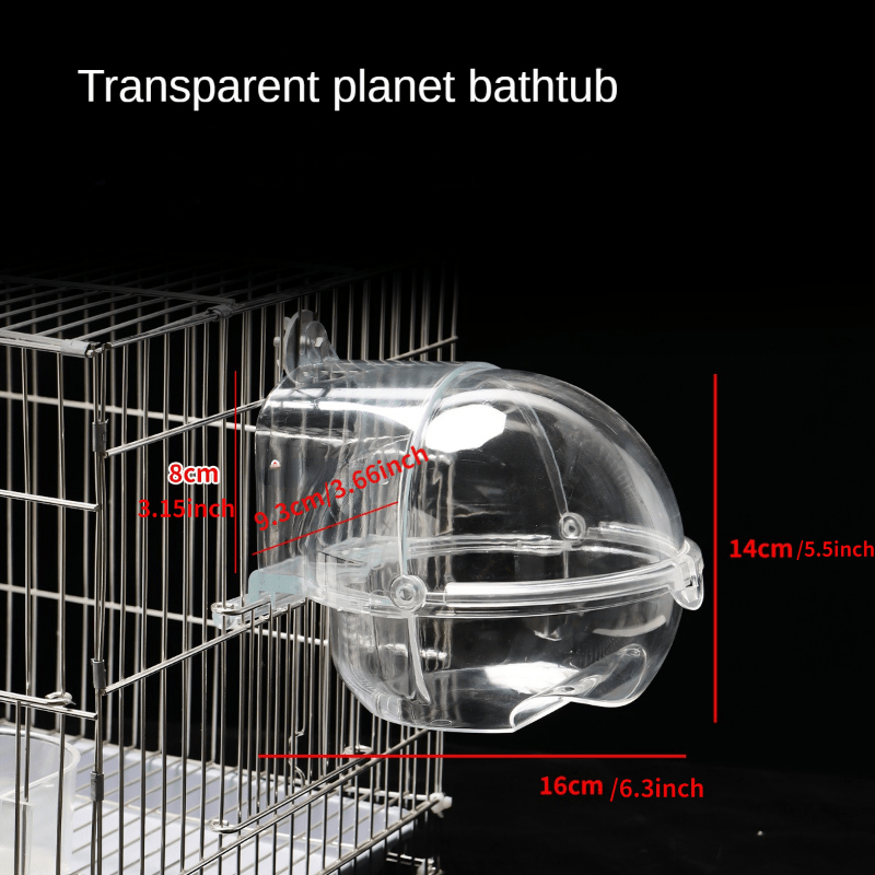 Parrot Hanging Bird Bath Box for Cage Transparent Pet Shower Box