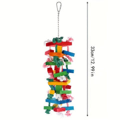 Colorful Parrot Chewing Toy with Rope, Wood Cage Bite Toy