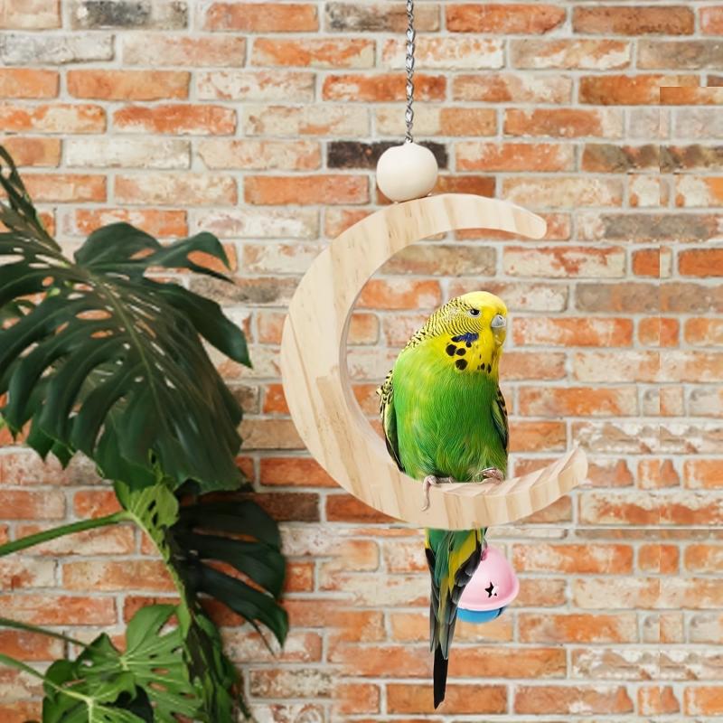 Bird Toy Parakeet Wood Swing Hanging Ring Chew Parrot Toys