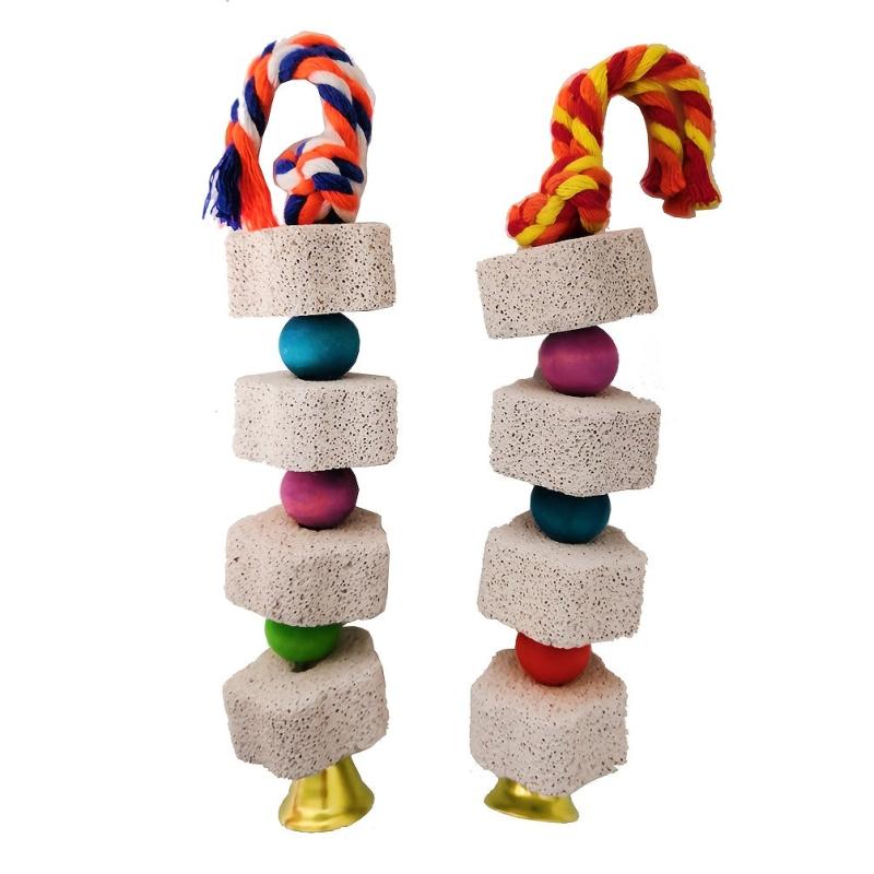 Parrot Chewing Toy with Beak Grinding Stone, Bell & Calcium Supplement