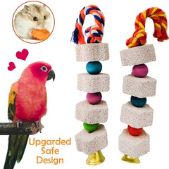 Parrot Chewing Toy with Beak Grinding Stone, Bell & Calcium Supplement