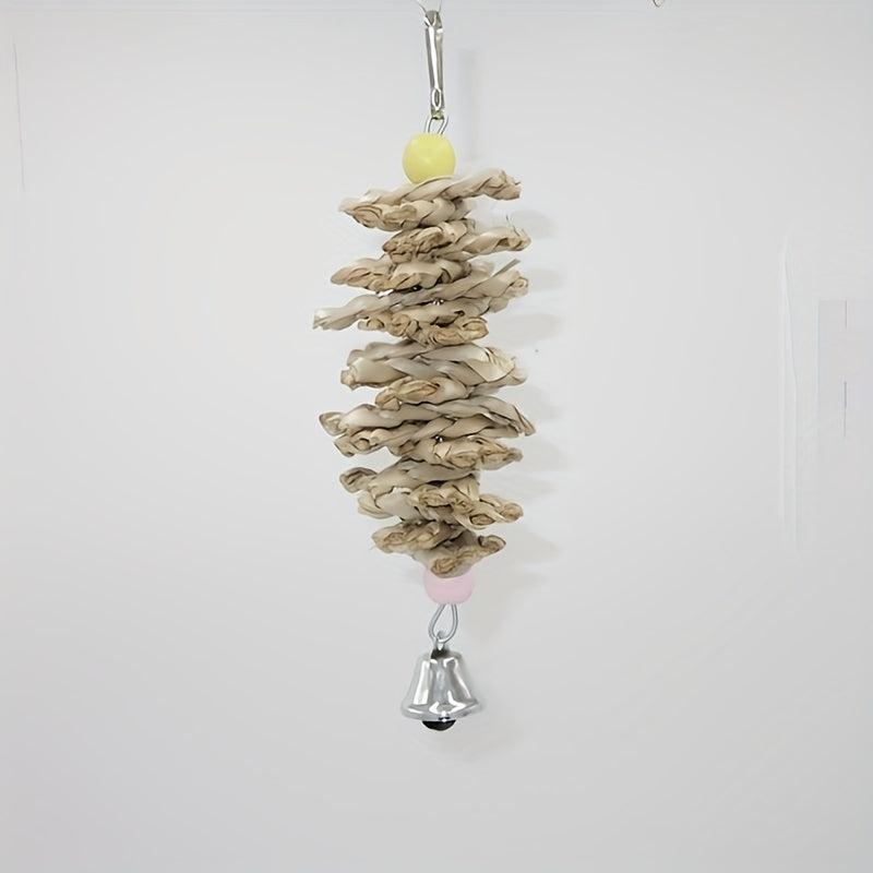 Natural Straw Bird Toys Cuttlebone Parrot Skewers for Calcium Supplement