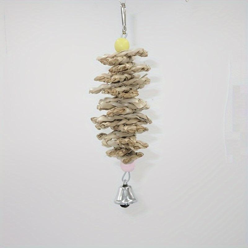 Natural Straw Bird Toys Cuttlebone Parrot Skewers for Calcium Supplement
