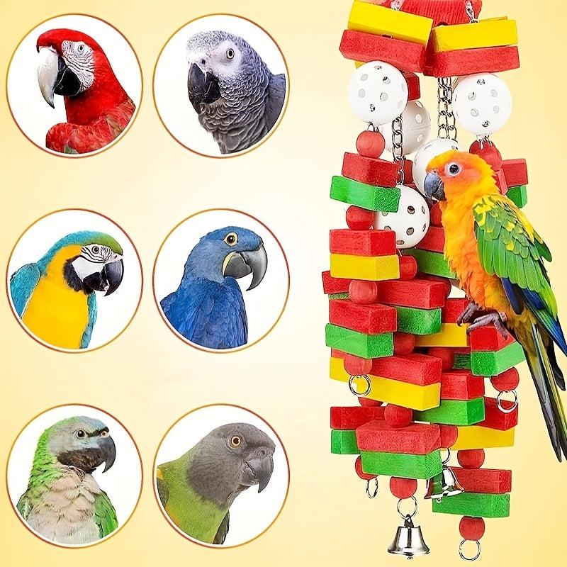 Large Bird Parrot Toys Wooden Chewing Toy Swing Wood Bird Toy