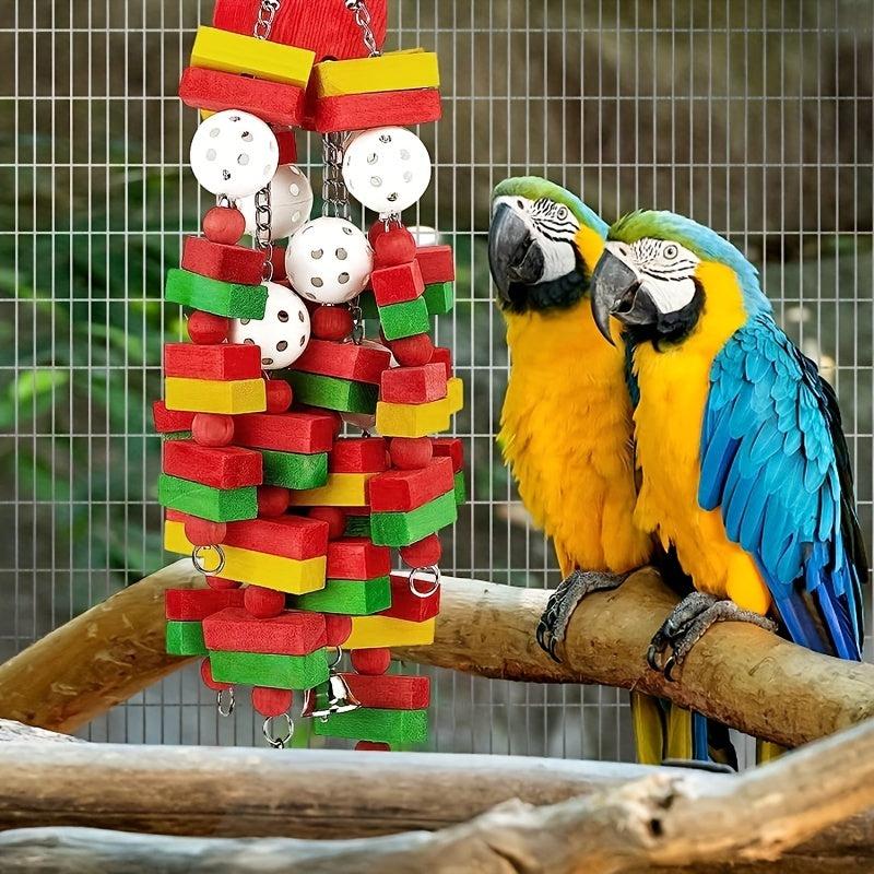 Large Bird Parrot Toys Wooden Chewing Toy Swing Wood Bird Toy