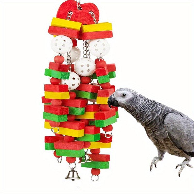 Large Bird Parrot Toys Wooden Chewing Toy Swing Wood Bird Toy