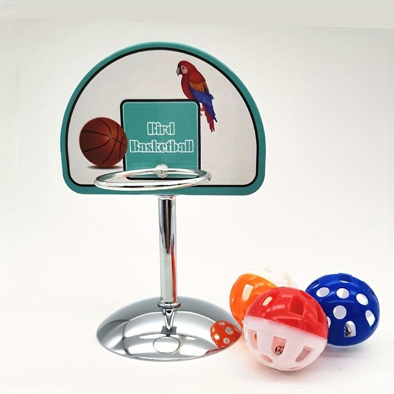 Interactive Pet Toy Set Basketball & Bell Ball for Birds & Parrots