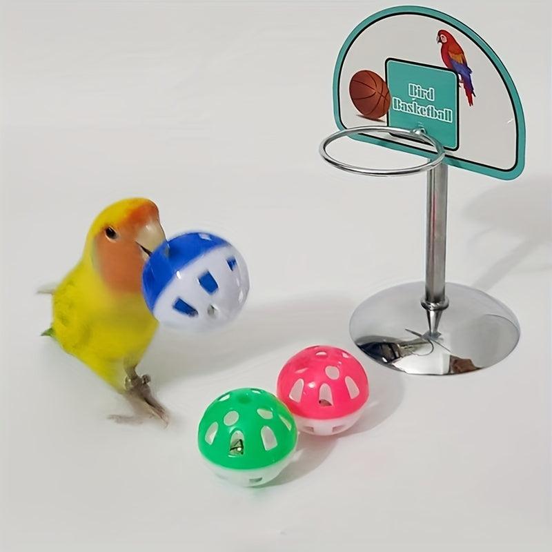 Interactive Pet Toy Set Basketball & Bell Ball for Birds & Parrots