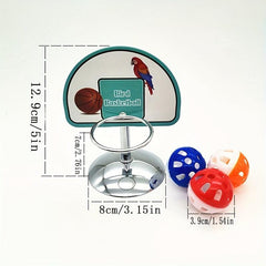 Interactive Pet Toy Set Basketball & Bell Ball for Birds & Parrots