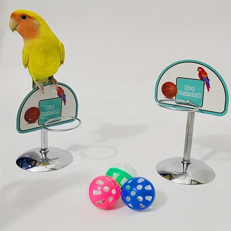 Interactive Pet Toy Set Basketball & Bell Ball for Birds & Parrots