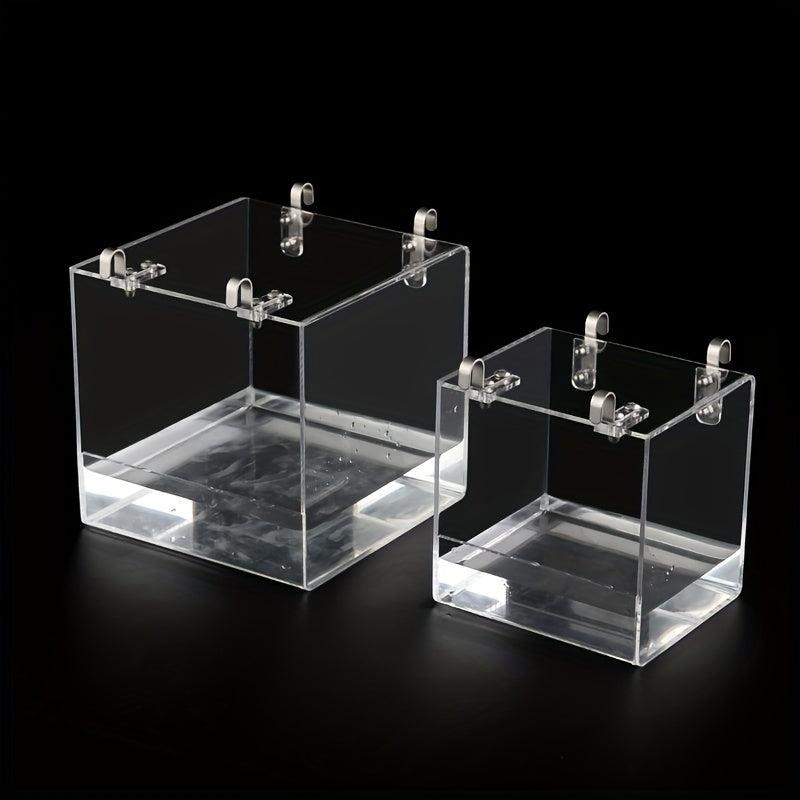 Acrylic Transparent Bird Bath Cage with Hanging Hooks Bird Feeder