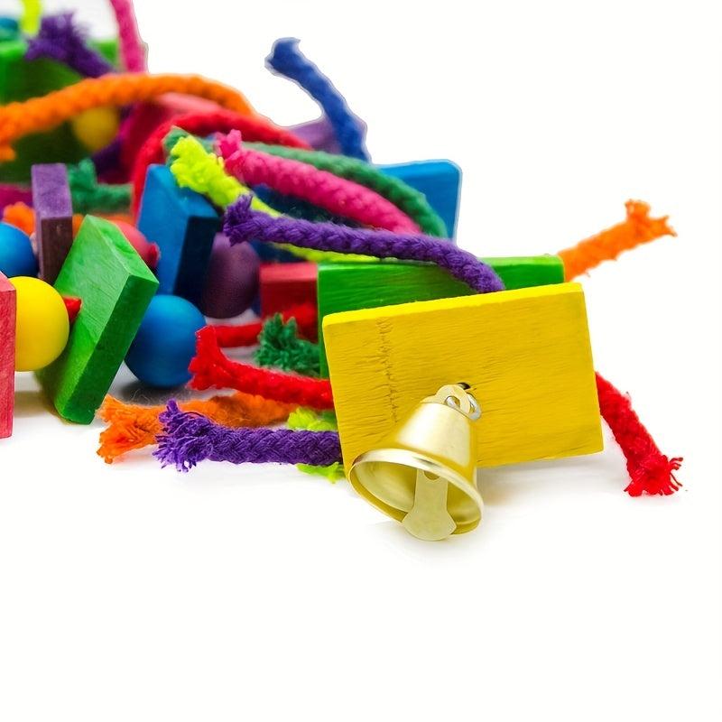 Colorful Rope Parrot Toy with Wooden Perches & Swing