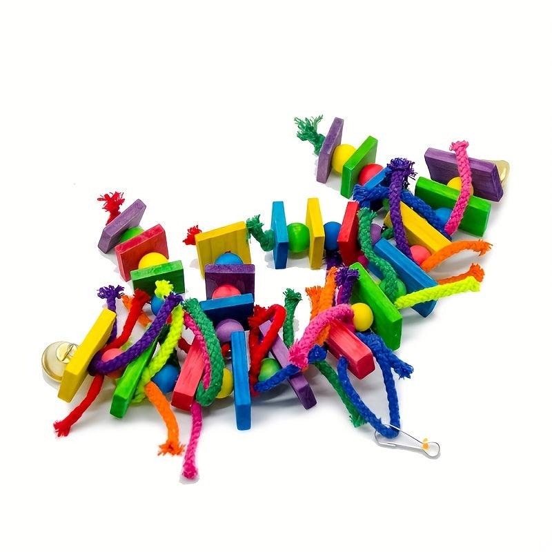 Colorful Rope Parrot Toy with Wooden Perches & Swing