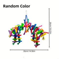 Colorful Rope Parrot Toy with Wooden Perches & Swing