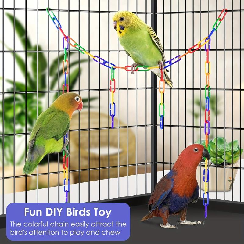 100pcs Mixed Colors Rainbow DIY Bird Toy Plastic Chain Hook
