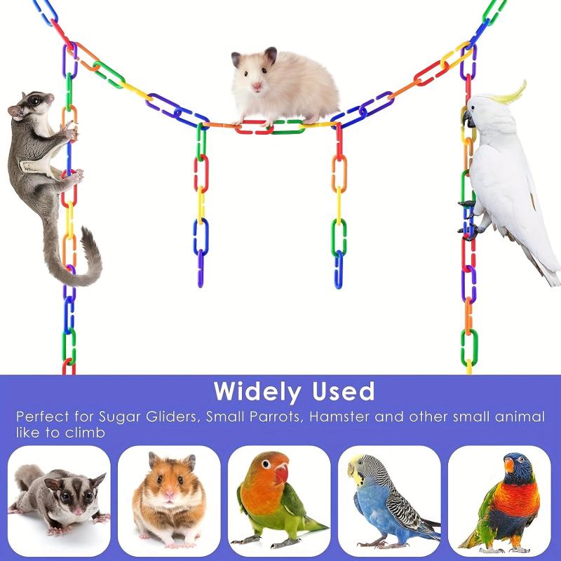 100pcs Mixed Colors Rainbow DIY Bird Toy Plastic Chain Hook