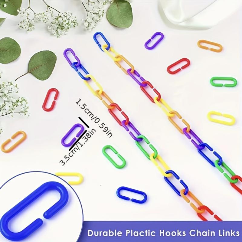 100pcs Mixed Colors Rainbow DIY Bird Toy Plastic Chain Hook