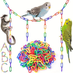 100pcs Mixed Colors Rainbow DIY Bird Toy Plastic Chain Hook