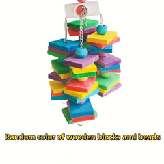 Colorful Wooden Beads & Blocks Bird Climbing Toy for Parrots