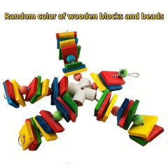 Colorful Wooden Beads & Blocks Bird Climbing Toy for Parrots