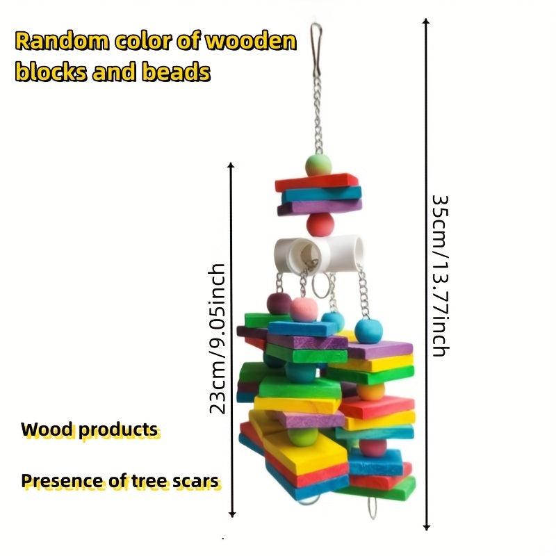 Colorful Wooden Beads & Blocks Bird Climbing Toy for Parrots