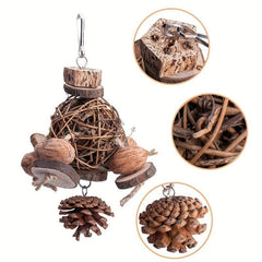 Interactive Wood Parrot Toy for Boredom Relief and Chewing Fun