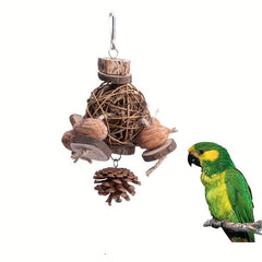 Interactive Wood Parrot Toy for Boredom Relief and Chewing Fun