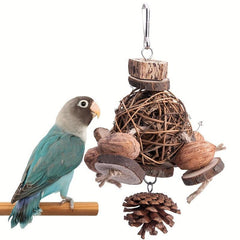 Interactive Wood Parrot Toy for Boredom Relief and Chewing Fun
