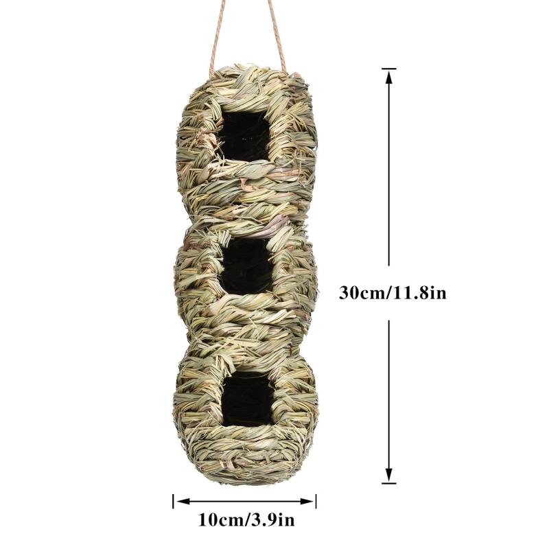Handwoven Finch Bird House Natural Grass Nest Shelter Hut