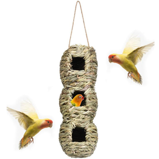Handwoven Finch Bird House Natural Grass Nest Shelter Hut